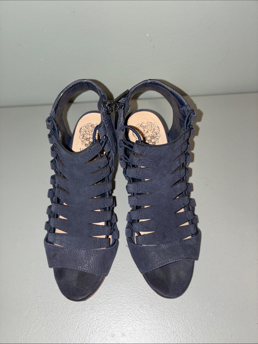 Vince Camuto Navy Strappy Suede Heeled Sandals